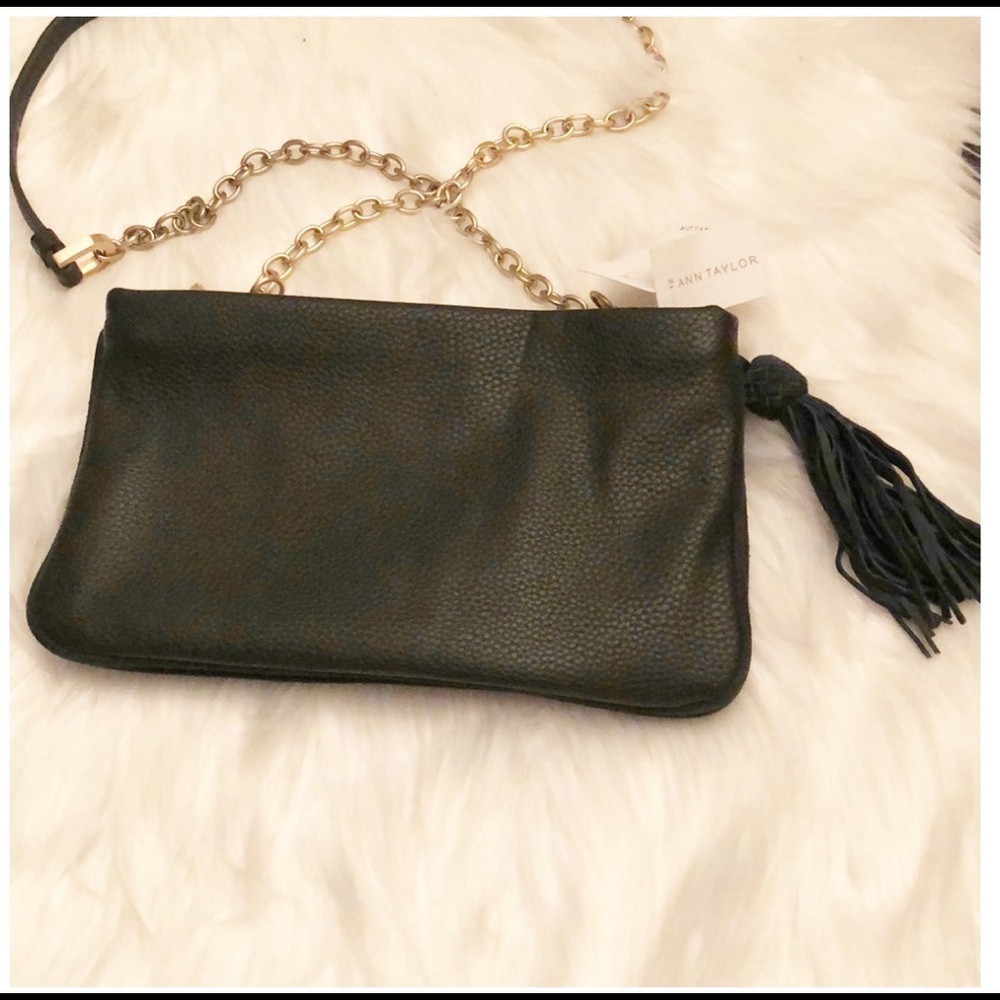 New Ann Taylor Green Leather Crossbody Bag
